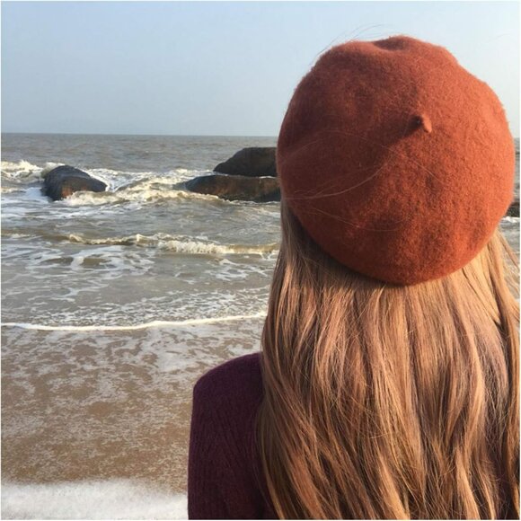 Women Wool Beret Hat French Style Solid Color - Picture 7 of 8